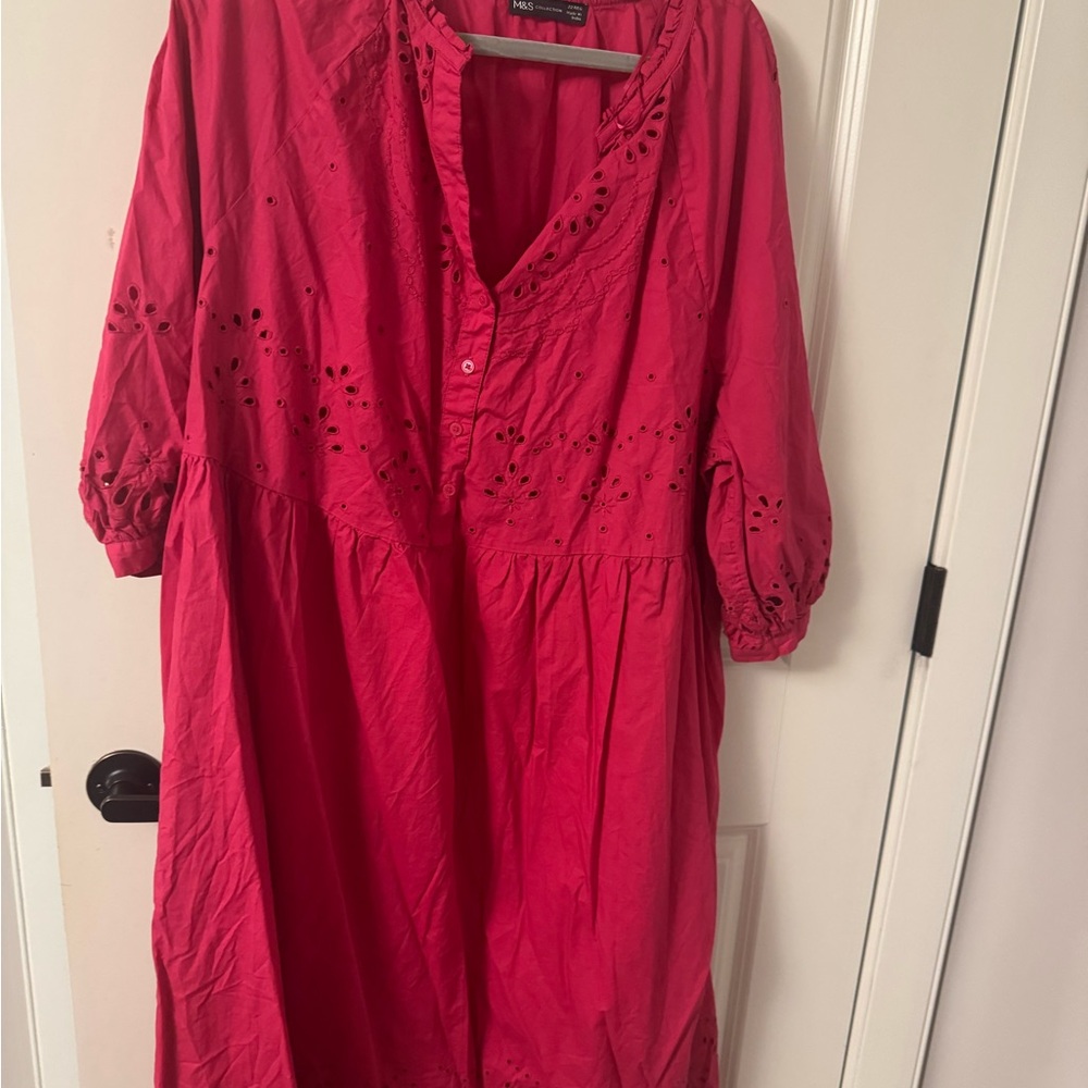 Marks & Spencer Vibrant Red Long Sleeve Dress
